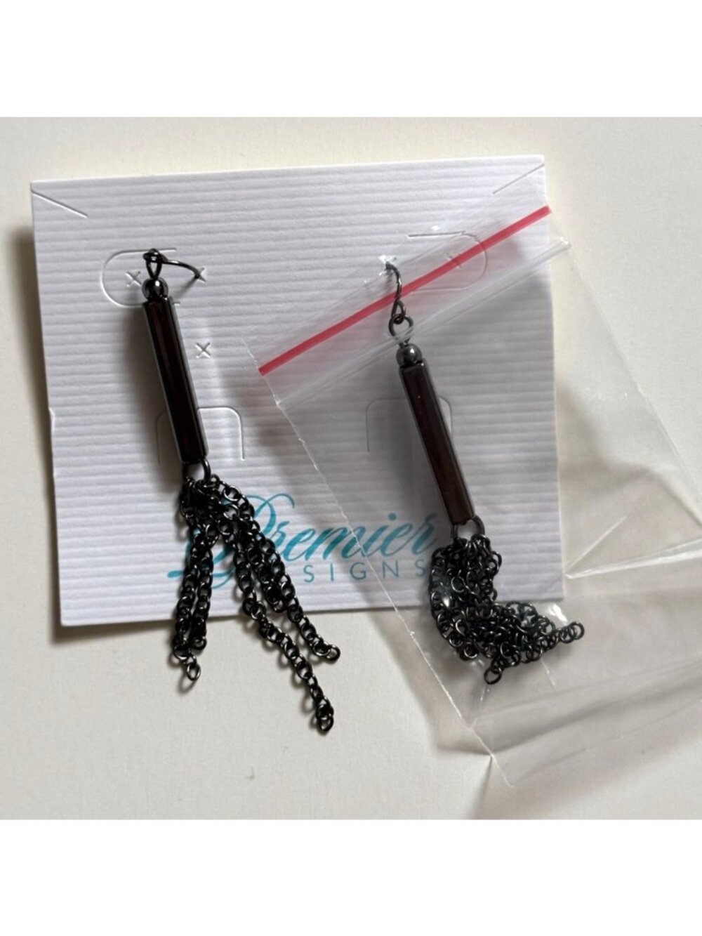 Premier Designs "Into The Swing" Fringe Dangle Earrings-Black Metal-New